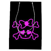 ピンクガーリーのエモスカルとbow teenage girl black ミディアムペーパーバッグ (裏面)