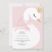 ピンクガーリーのエレガント写真で美しい白鳥の子ども 招待状 (正面)