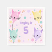 ピンクガーリーのキッテン猫バルーン子供の誕生日パーティー スタンダードカクテルナプキン (正面)