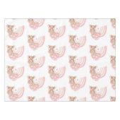 ピンクガーリーのクラシックテディベアのベビーシャワー テーブルクロス (正面(横))