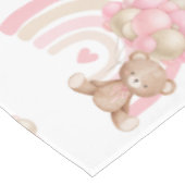 ピンクガーリーのクラシックテディベアのベビーシャワー テーブルクロス (アングル)