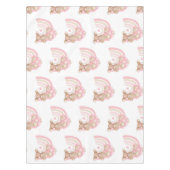 ピンクガーリーのクラシックテディベアのベビーシャワー テーブルクロス (正面)