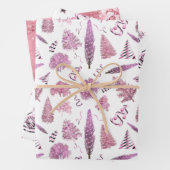 ピンクガーリーのクリスマスシックな木 ラッピングペーパーシート (インサイチュ)