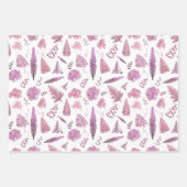 ピンクガーリーのクリスマスシックな木 ラッピングペーパーシート (正面)