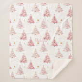 ピンクガーリーのクリスマスツリー シェルパブランケット (正面)