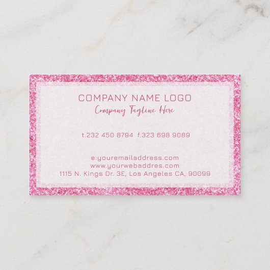 ピンクガーリーのグラムグリッターのスパークル付きテクスチャ 名刺 (裏面)