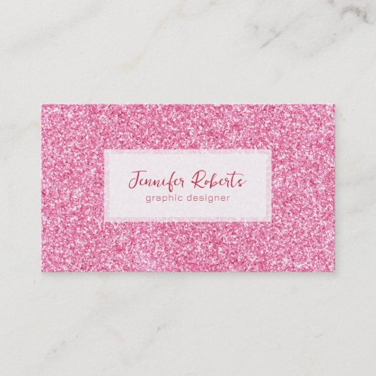 ピンクガーリーのグラムグリッターのスパークル付きテクスチャ 名刺 (正面)
