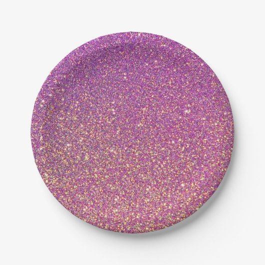 ピンクガーリーのグリッターパターン ペーパープレート (正面)