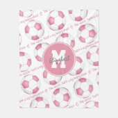 ピンクガーリーのサッカー場は私の幸せな場所だ フリースブランケット (正面)