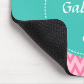 ピンクガーリーのシェブロン柄かわいいミントボウ名前付き マウスパッド (コーナー)