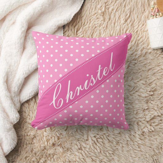 ピンクガーリーのジップ枕クッションと水玉模様 クッション (ブランケット)