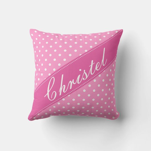 ピンクガーリーのジップ枕クッションと水玉模様 クッション (裏面)