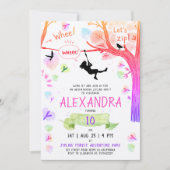 ピンクガーリーのジプリンアドレナリンアドベンチャーウォーターカラー 招待状 (正面)