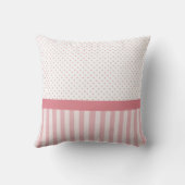 ピンクガーリーのストライプ水玉模様かわいい弓の名前 クッション (裏面)