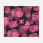 ピンクガーリーのスポーティパーソナライズされたギフト フリースブランケット (正面(横))