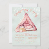 ピンクガーリーのスリーポバーグランプテント誕生日 招待状 (正面)