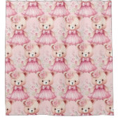 ピンクガーリーのテディベアシャワーカーテン シャワーカーテン (正面)