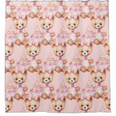 ピンクガーリーのテディベアシャワーカーテン シャワーカーテン (正面)