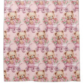 ピンクガーリーのテディベアシャワーカーテン シャワーカーテン (正面)