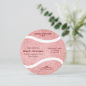 ピンクガーリーのテニスボールスポーツをテーマにした誕生日 案内状 (スタンド正面)