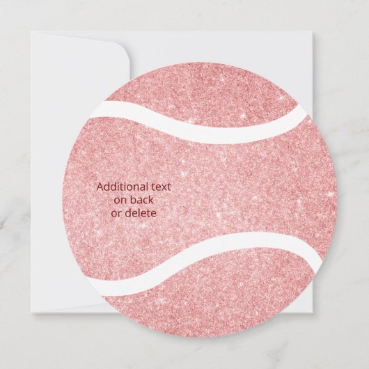 ピンクガーリーのテニスボールスポーツをテーマにした誕生日 案内状 (裏面)