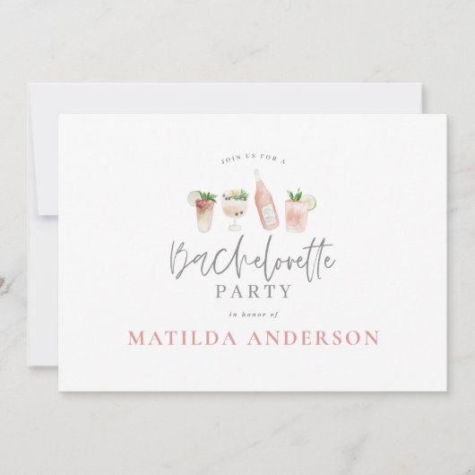 ピンクガーリーのドリンクバチェロレッテ週末の日程a 案内状 (正面)