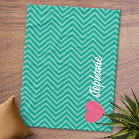 ピンクガーリーのハートとトレンディーの山形スクリプト名 フリースブランケット