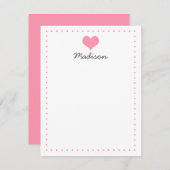 ピンクガーリーのハートパーソナライズされた文具 招待状 (正面/裏面)