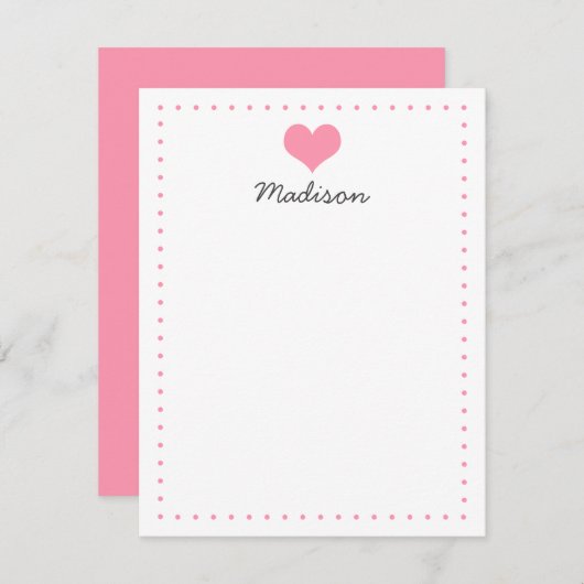 ピンクガーリーのハートパーソナライズされた文具 招待状 (正面/裏面)