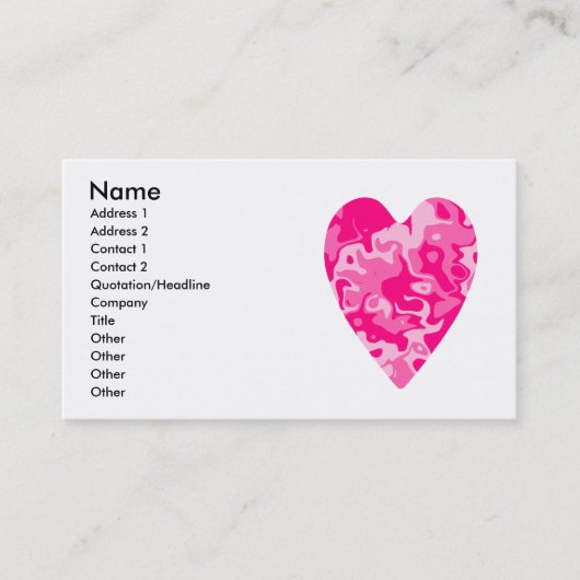 ピンクガーリーのハート事業またはカード 名刺 (正面)
