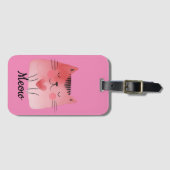 ピンクガーリーのハート猫 ラゲッジタグ (正面横)