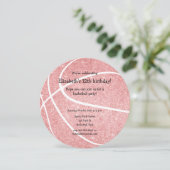 ピンクガーリーのバスケットボール誕生日パーティー 案内状 (スタンド正面)