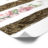 ピンクガーリーのバラと金ゴールドのブフェイクラストローク ポスター (角)