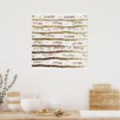 ピンクガーリーのバラと金ゴールドのブフェイクラストローク ポスター (キッチン)