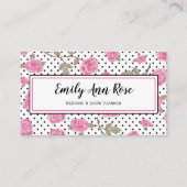 ピンクガーリーのバラのスクリプガーリートフローラ 名刺 (正面)