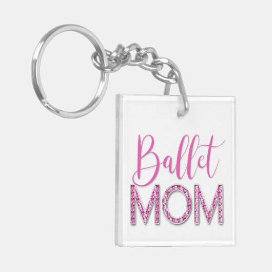 ピンクガーリーのバレエ母の輝くダイヤモンド写真 キーホルダー (正面左)