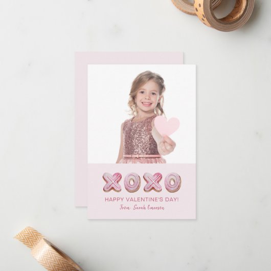 ピンクガーリーのバレンタインデーの写真 ノートカード (正面/裏面インサイチュ)