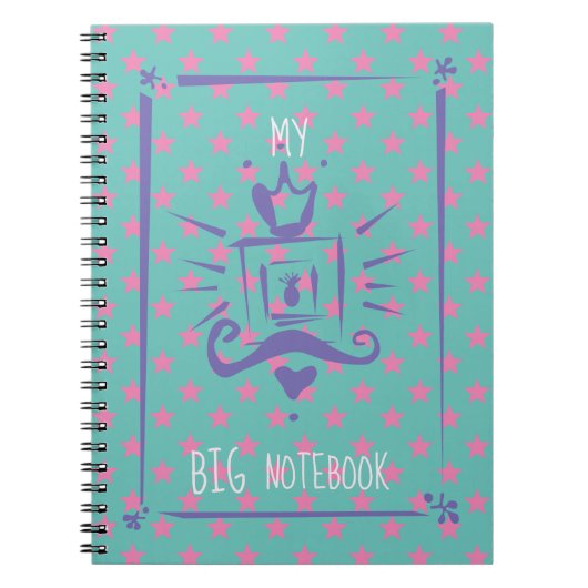 ピンクガーリーのパーソナライズされたトレンディー ノートブック (正面)
