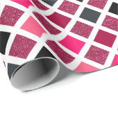 ピンクガーリーのフェイクグリッター幾何学的パターン ラッピングペーパー (ロールコーナー)