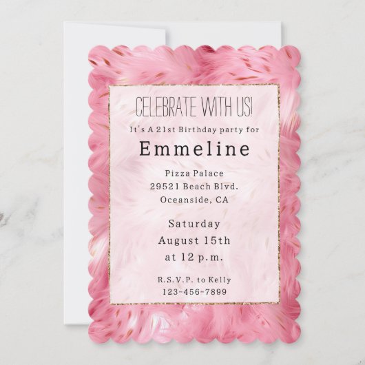 ピンクガーリーのフフェイクァー 招待状 (正面)