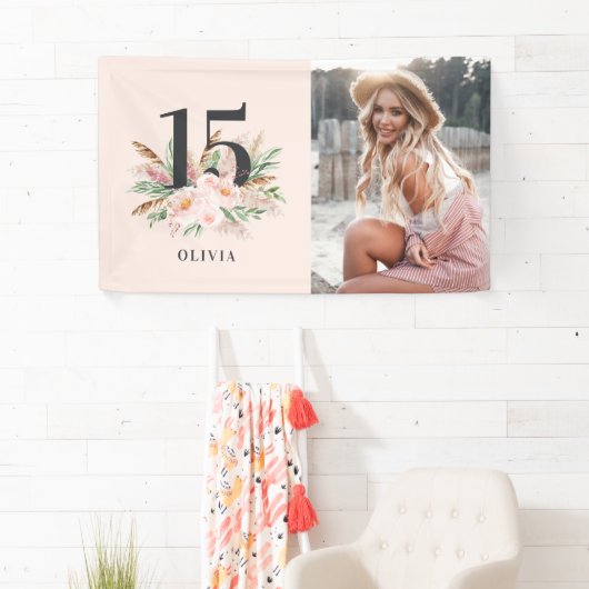 ピンクガーリーのフローラのエレガント誕生日 横断幕 (インサイチュ)