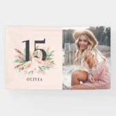 ピンクガーリーのフローラのエレガント誕生日 横断幕 (横)