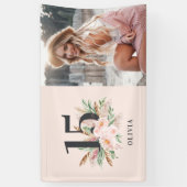 ピンクガーリーのフローラのエレガント誕生日 横断幕 (縦)