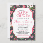ピンクガーリーのフローラベビーシャワー招待状 招待状 (正面)