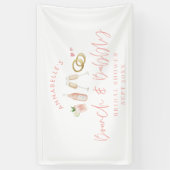 ピンクガーリーのブランチと泡状ブライダルシャワー 横断幕 (縦)