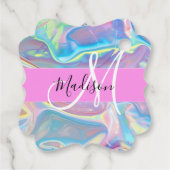 ピンクガーリーのホログラフィック虹色モノグラム名 フェイバータグ (裏面)