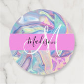 ピンクガーリーのホログラフィック虹色モノグラム名 フェイバータグ (裏面)