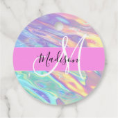 ピンクガーリーのホログラフィック虹色モノグラム名 フェイバータグ (裏面)