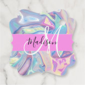 ピンクガーリーのホログラフィック虹色モノグラム名 フェイバータグ (裏面)