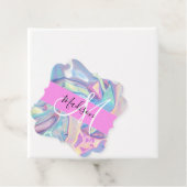 ピンクガーリーのホログラフィック虹色モノグラム名 フェイバータグ (インサイチュ)